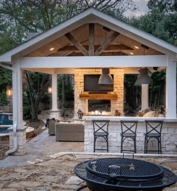 Covered patio construction service image from Stonework's Landscaping