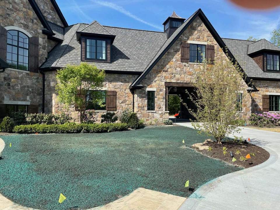 Lawn installation on a broad residential yard